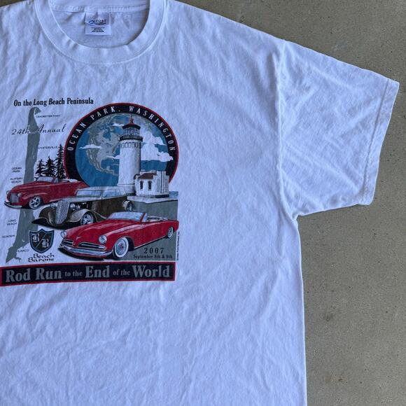 Vintage Washington Ocean Park Hot Rod 2007 Car Show ONP White Shirt Size 2XL - Picture 3 of 6